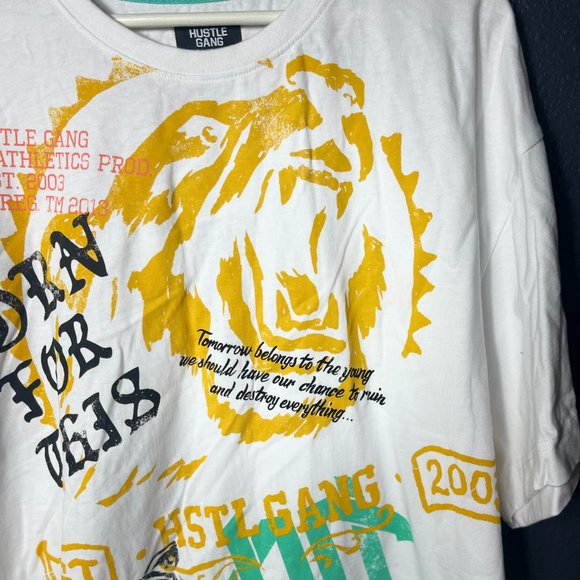 NWT Hustle Gang Men's White Relaxed Fit Graphic Print Born For This T-Shirt 3XL - Picture 5 of 12